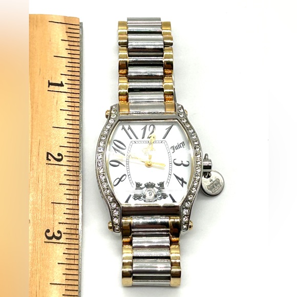 Women's Juicy Couture Gold and Silver Watch Swarovski Crystals 7" PRISTINE - Picture 6 of 13